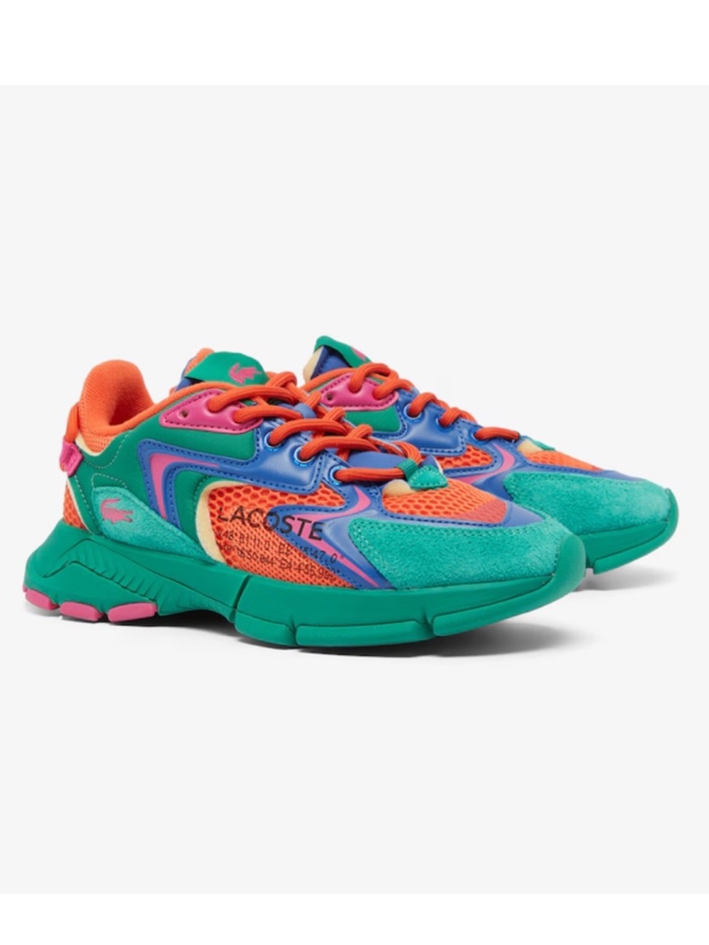 Lacoste size 8.5 L003 Neo 224 Vibrant Green/orange/Blue Sneakers